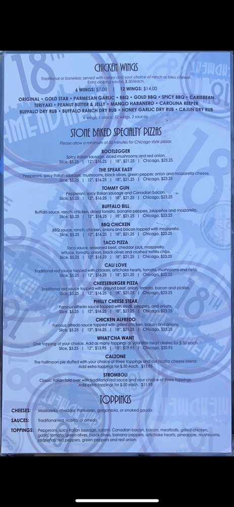The 18th Amendment Menu - Image 2