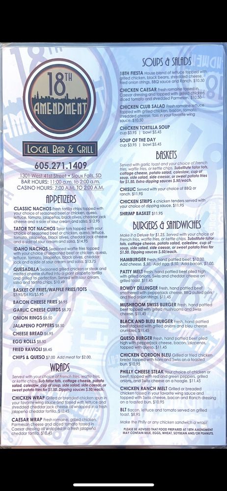The 18th Amendment Menu - Image 3