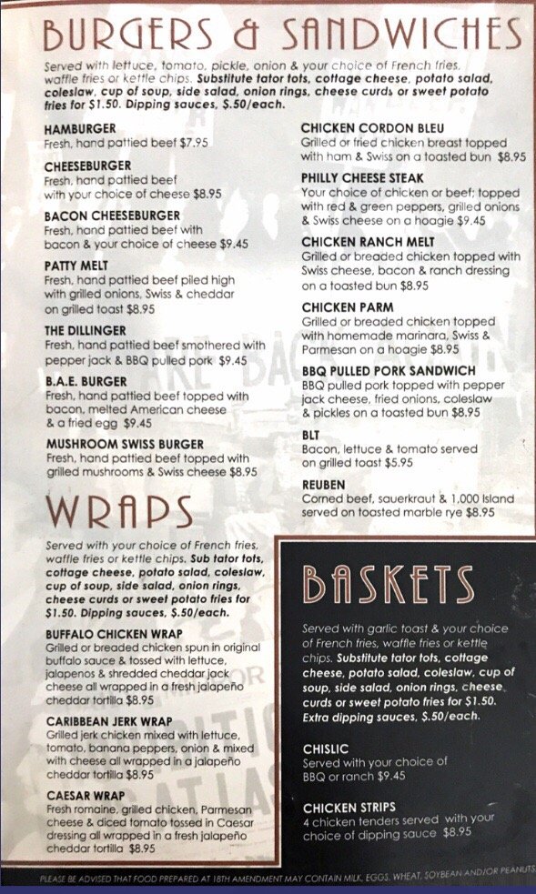 The 18th Amendment Menu - Image 5